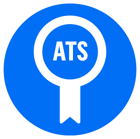 Graphic showing word ATS inside a rosette icon