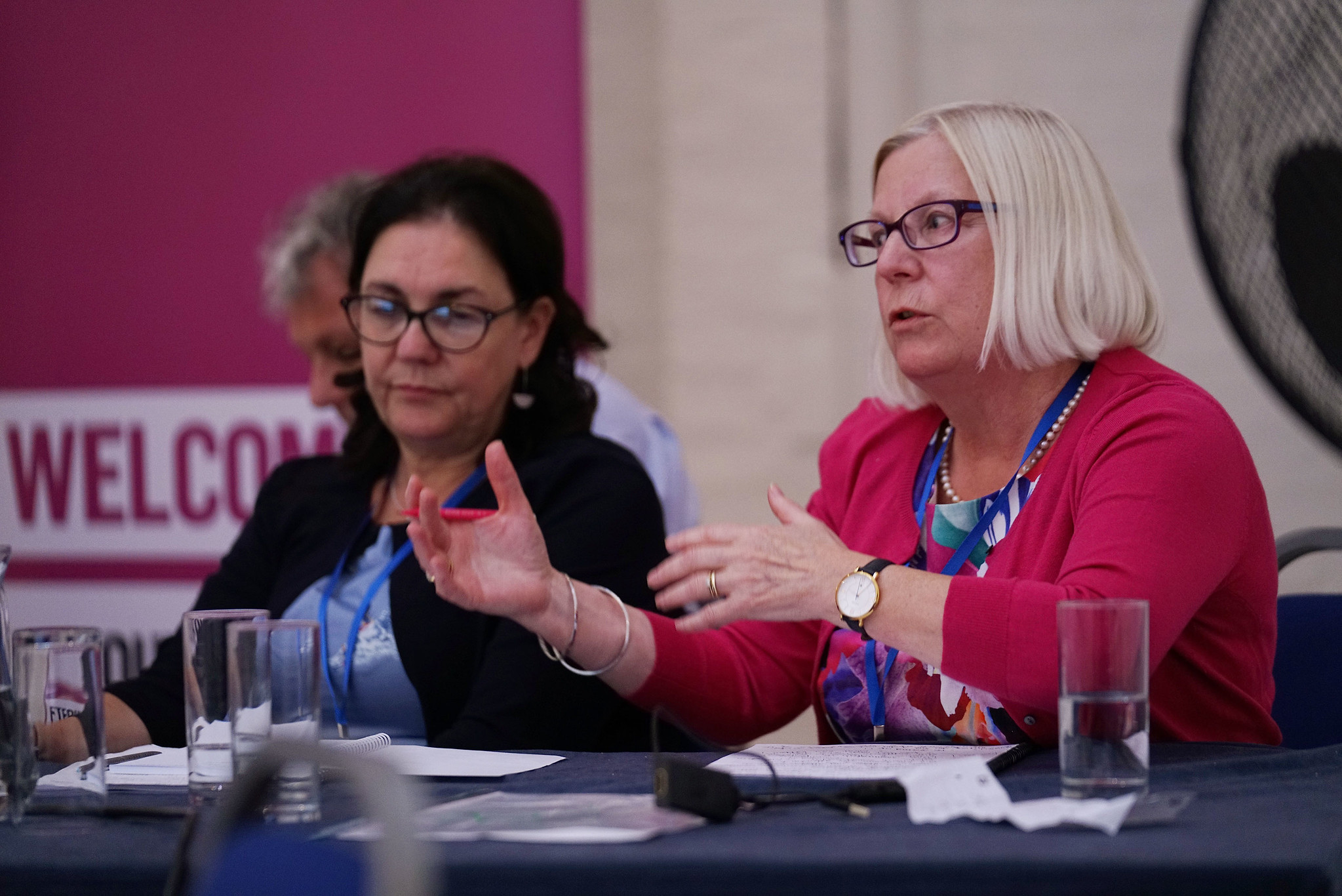 Two people at a conference